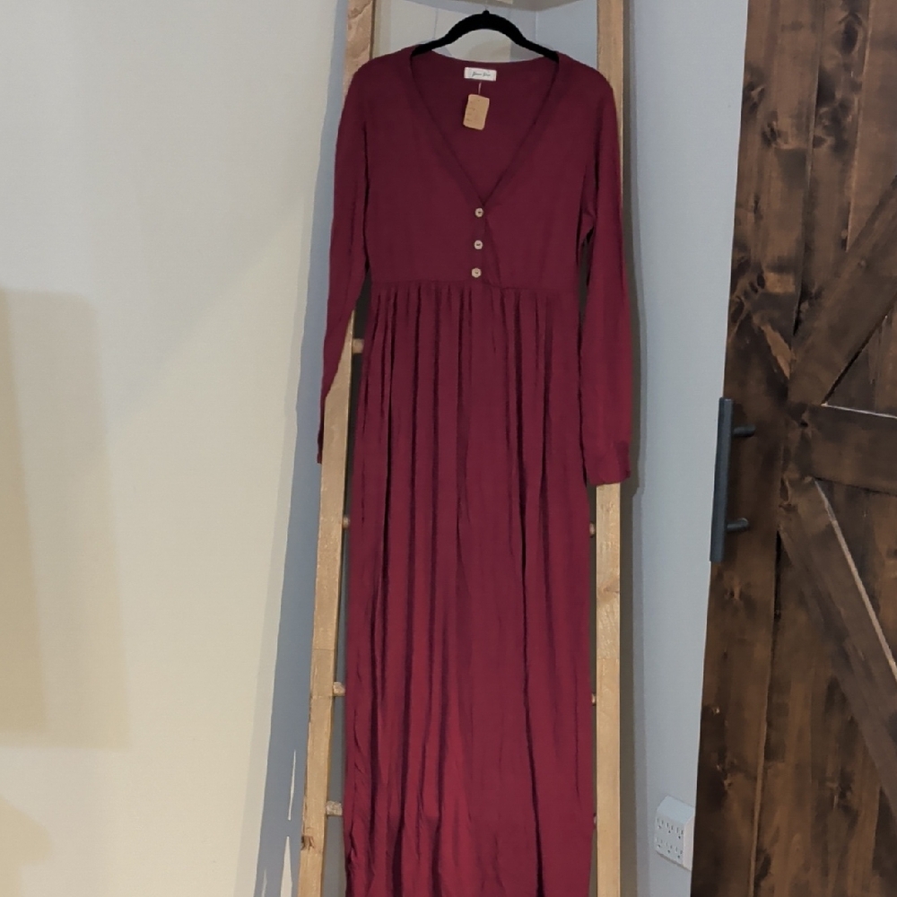 Beeson River Deep Red Long Sleeve Dress